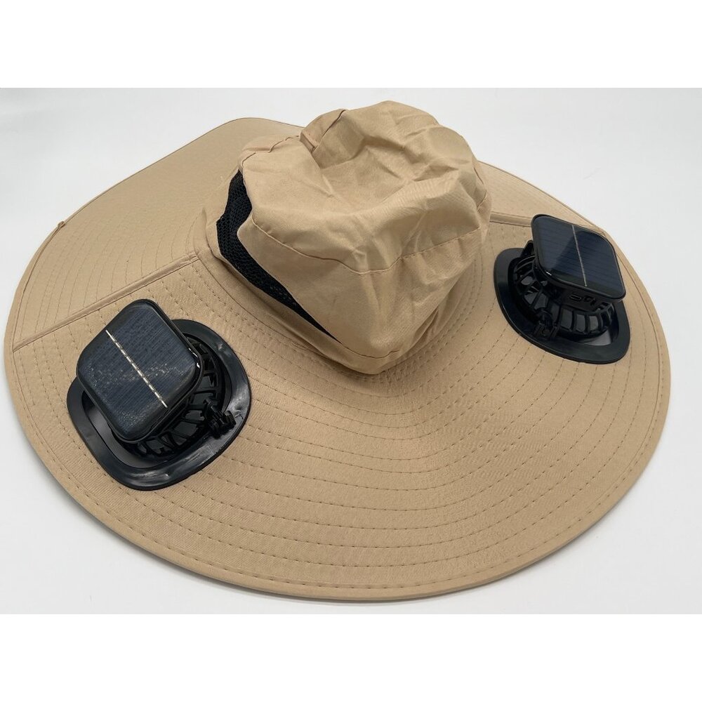Solar-Powered Wide-Brim Sun Hat With Dual Cooling Fans